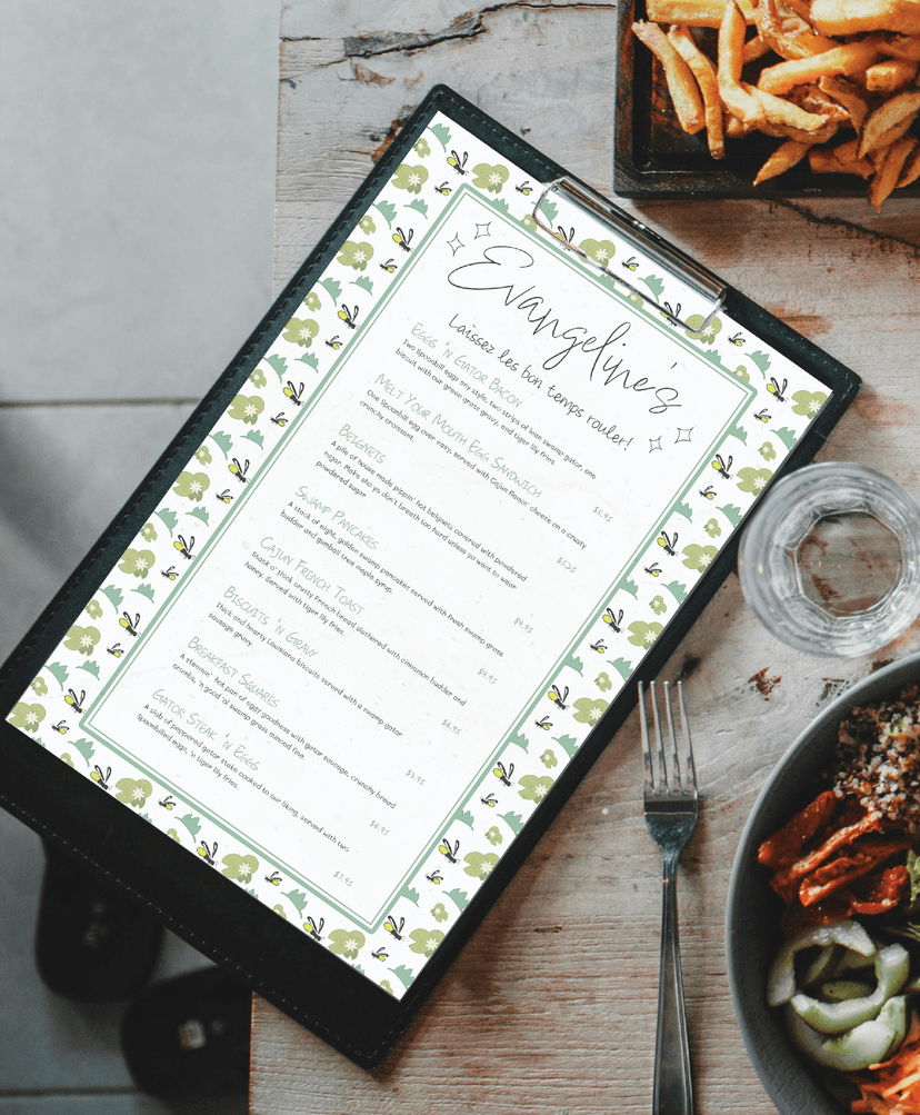 Evangelines Menu