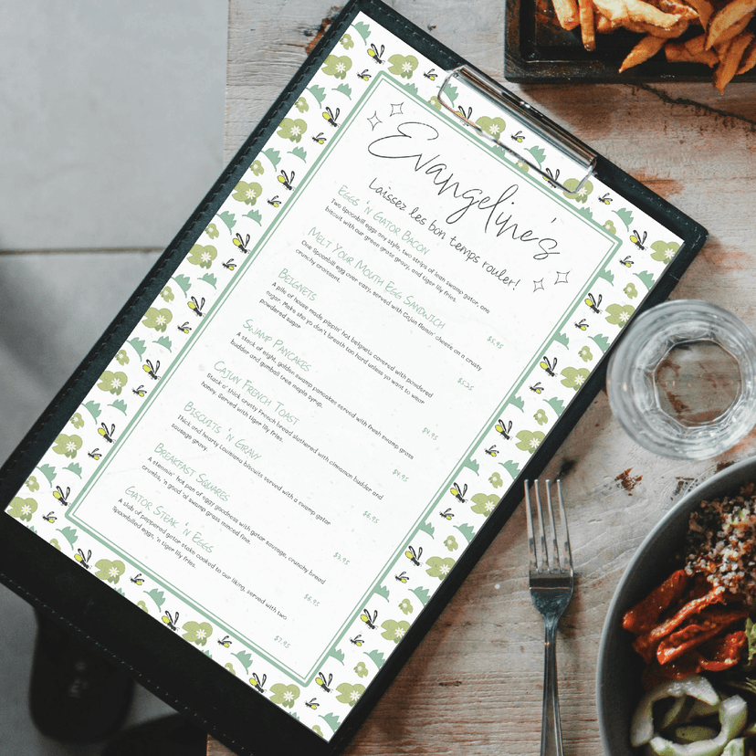 Evangelines Menu